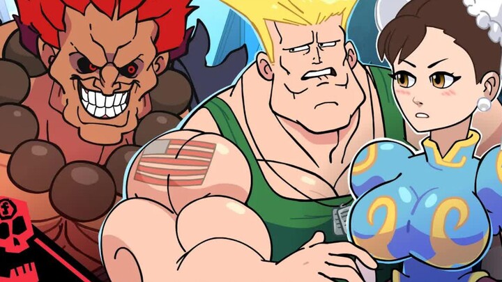 Chun-Li totally crushes Akuma, by Flashgitz