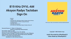 819 KHz DYVL-AM Aksyon Radyo Tacloban Sign On