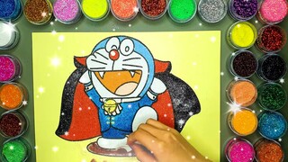 Doraemon Hóa Thành Dracula ✍ Vẽ Và Tô Màu Tranh Cát Nhân Vật Hoạt Hình 🎨Học Màu Sắc | Heo Xinh