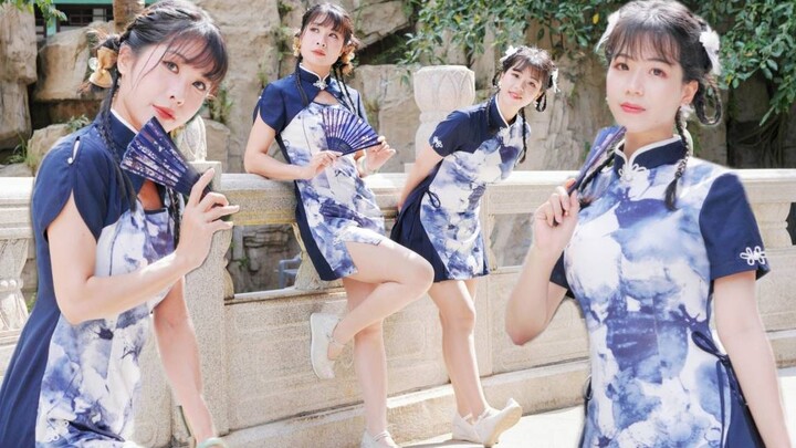 The sky is blue and waiting for the rain, and I am waiting for you | Cheongsam Sisters [Blue and Whi