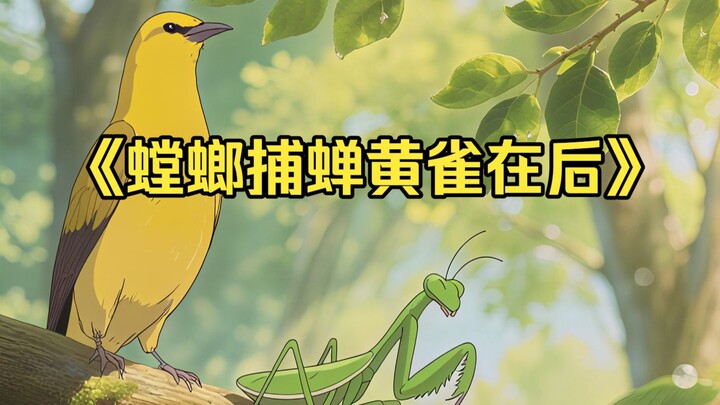 ตั๊กแตนจับจักจั่น นกกระจิบจ้องอยู่ข้างหลัง (ตอนบน)