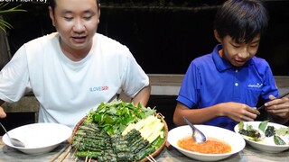 Nhái nướng lá lốt. Bún nước mắm. Hai chú cháu chụp nhái thấy ham - Bin Đen Miền Tây # 233