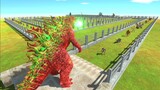 GODZILLA RED vs GIGAN FENCE DEATH RUN - Animal Revolt Battle Simulator