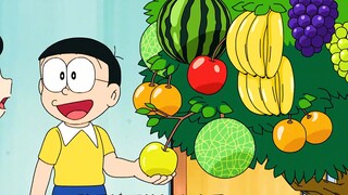 Nobita randomly creates mutant plants, and a carrot with long legs appears