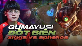 T1 GUMAYUSI ZIGGS VS APHELIOS, CON BÀI TẨY CỦA KERIA (LMHT)12.4