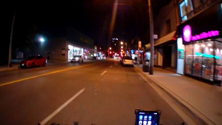 Riding Rohan Wings KLL4 E-Bike Showing POV Night Toronto Jane Street To Etobicok