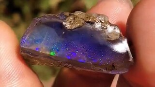 一块神奇的硅化木“欧泊”，内部像流沙、像星光、像荧光棒