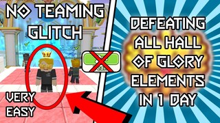 I GLITCH AND DEFEAT ALL HALL OF GLORY ELEMENTS IN TRAINERS ARENA || BLOCKMAN GO