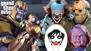 GTA 5 Mod - Thanos Cân Pennywise Jeff The Killer Chiến Đấu Biệt Đội Jason Đập Luôn Chucky | Big Bang