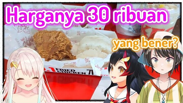 Subaru dan Mio kaget ketika tahu harga satu set nasi dan ayam KFC di Indo..