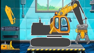 Trò chơi vui nhộn - Game lắp ráp máy cần cẩu,máy xúc,máy ủi,xe lu làm việc