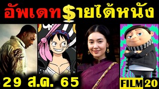 อัพเดทรายได้หนัง บุพเพสันนิวาส 2 - One Piece - Thor - Minions - Top Gun - Beast อื่นๆ ณ 29 ส.ค. 65