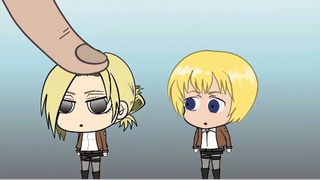 Anime Chibi AOT VS Finger, Eren, MIkasa, Armin, Annie, Attack On Titan