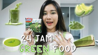 24 JAM CUMAN MAKAN YANG WARNA HIJAU!!!