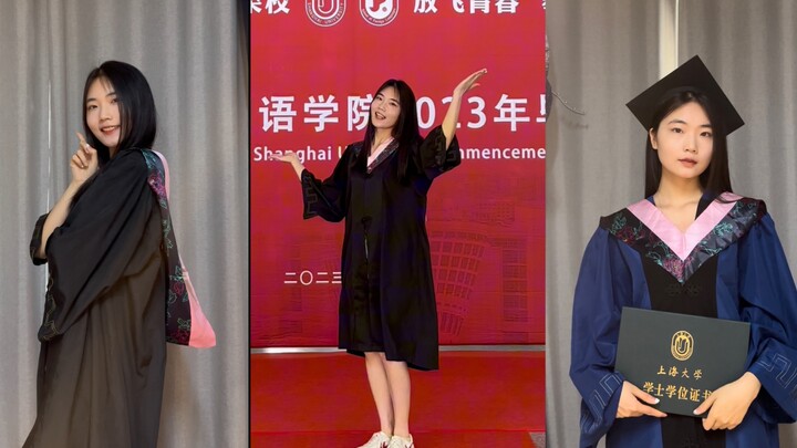 Graduation ceremony love dance! Bachelor's degree in master's graduation gown, the little fool is co