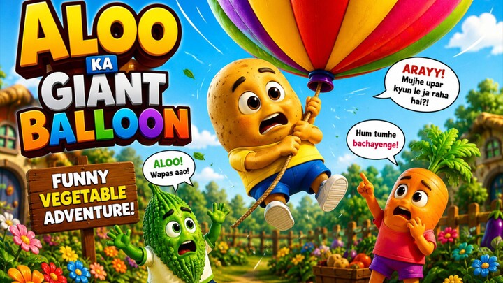 Aloo Ka Giant Balloon 🎈😂 | Funny Vegetable Cartoon Adventure
