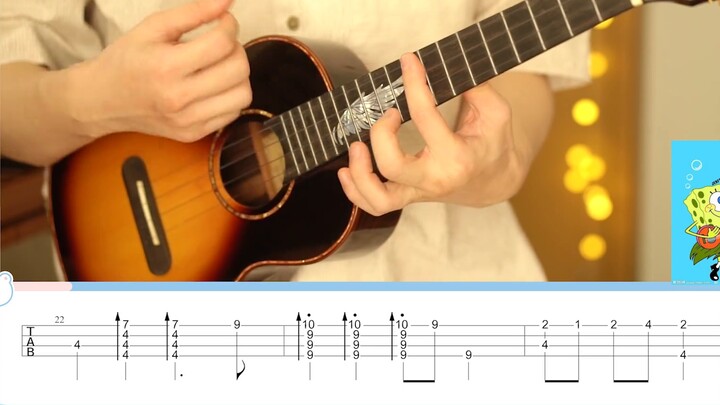 Tema Penutup Spongebob | 〈Tema Penutup Spongebob〉 Pengajaran gaya jari Ukulele Musik Beruang Putih S