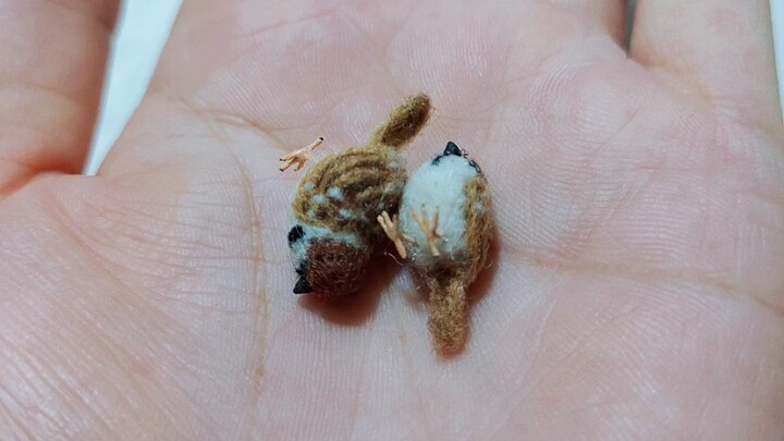 羊毛毡小鸟，迷你麻雀的制作过程，大概就是这样了