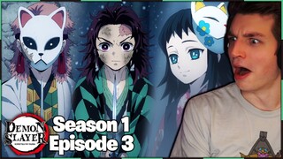 SLICE THE BOULDER?! MEETING SABITO AND MAKOMO! | Demon Slayer REACTION Season 1 Episode 3