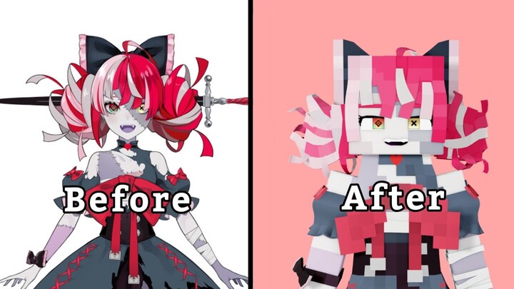 I turn Kureiji ollie into a 3D Minecraft character -【HOLOLIVE Fanart】