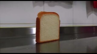 Piece of bread falling over