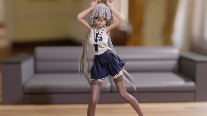 "Luo Tianyi MMD" black silk is a sailor suit