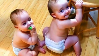 เด็กแฝดตลกเล่นด้วยกัน - พยายามอย่าหัวเราะ โฮมวิดีโอที่สนุกที่สุด