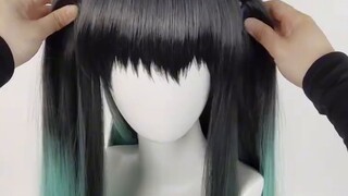 Manmei Kimetsu no Yaiba Tokitou Muichiro karena tutorial penataan wig