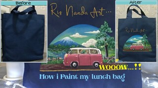 How I Paint My Lunch Bag / custom tas bekal.