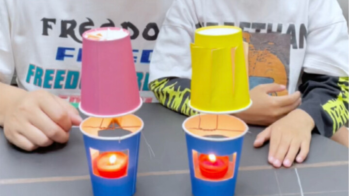 I made two spinning lanterns using paper cups, failed five times, but finally managed to get them sp