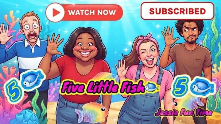 5 little fish swiming in the Ocean😍