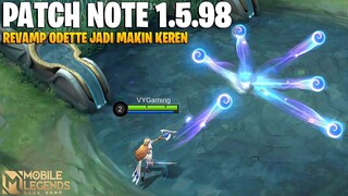 ODETTE REVAMP, ARGUS ADJUST, KIMMY NERF - PATCH NOTE 1.5.98 MOBILE LEGENDS