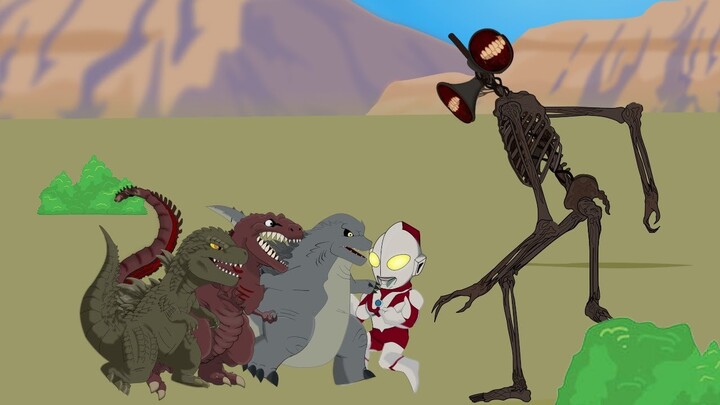 Godzilla & Ultraman snatch new year's firecrackers from Siren head - Cartoon animation
