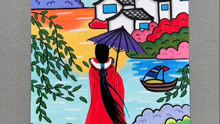 丙烯马克笔画国潮国风主题画，轻松搞定！ #国风古韵 #一起学国画 #创意美术 #儿童画