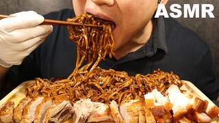 ASMR EATING BLACK BEAN NOODLE WITH ROASTED DUCK | MAKAN MEE SOS HITAM | ITIK PANGGANG