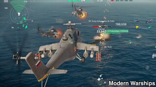 Modern Warships: 4 pairs Mi-35m Hind equipped in JS IZUMO.  bot match gameplay