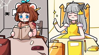 Mèo Simmy Công Chúa Giàu Có vs Khốn Khó: 1 Ngày Đi Học Trong Minecraft