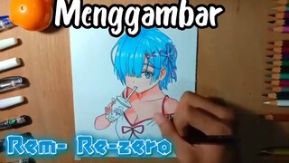 "Gambar Rem Paling Kawaii! (Step by Step)"😋 Re-Zero