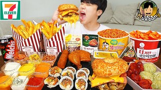 ASMR MUKBANG 편의점 핵불닭 미니!! 떡볶이 & 핫도그 & 김밥 FIRE Noodle & HOT DOG & GIMBAP EATING SOUND!