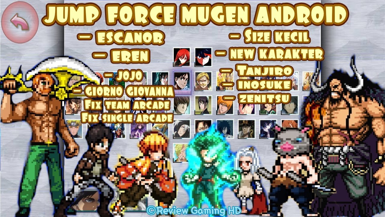 JUMP FORCE MUGEN ANDROID 2022, FULL 230 KARAKTER