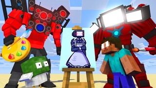 Monster School : Skibidi Toilet & Upgraded Titan TV MAN & SPEAKERMAN DRAWING Challenge in Minecraft