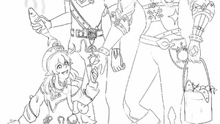 Fast Sketch || Klee+Kaeya+Diluc
