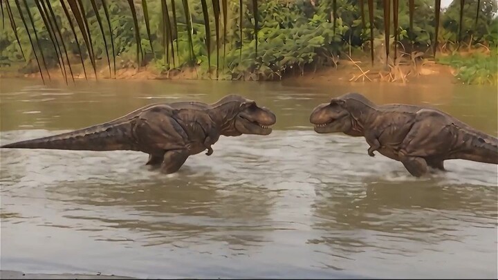 🦖 THE BIG LESSON! 😂🍖 TWO T-REX, ONE FEAST… AND A THIEF!