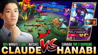 Savage Against Top Player! Gosu General 90% Winrate Claude vs.Canada Top 2 Supreme Hanabi ~ MLBB