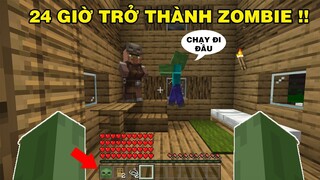 Thử Thách 1 Ngày Biến Thành Zombie | Tấn Công Làng Và Golem | TRONG MINECRAFT PE..!!