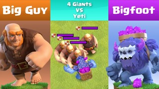 Every Level Giant VS Every Level Yeti | Clash of Clans