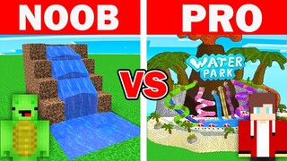 Mikey & JJ - NOOB vs PRO : WATER PARK BUILD CHALLENGE - Maizen