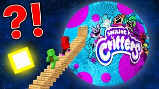 JJ and Mikey Built The LONGEST STAIR to SMILLING CRITTERS PLANET in Minecraft Maizen!