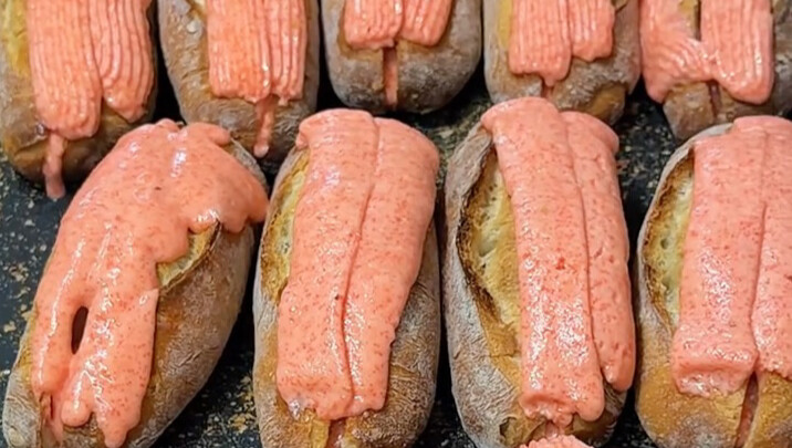 A baguette with pollack that has a long line!!