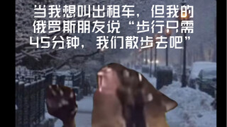 当我想叫出租车，但我的俄罗斯朋友说“步行只需45分钟，我们散步去吧”